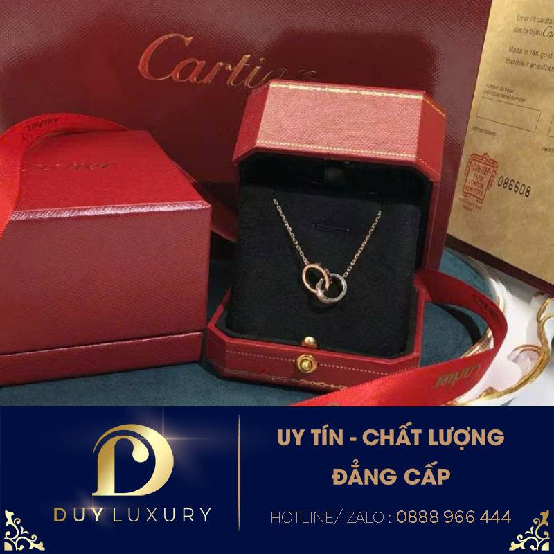 CARTIER LOVE NECKLACE - DÂY CHUYỀN CARTIER 2 CHIẾC NHẪN  KIM CƯƠNG THIÊN NHIÊN