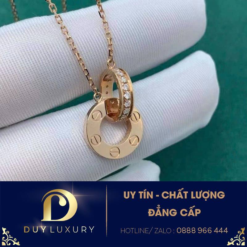 Dây chuyền Cartier VÀNG HỒNG 18K đính KIM CƯƠNG Tự Nhiên