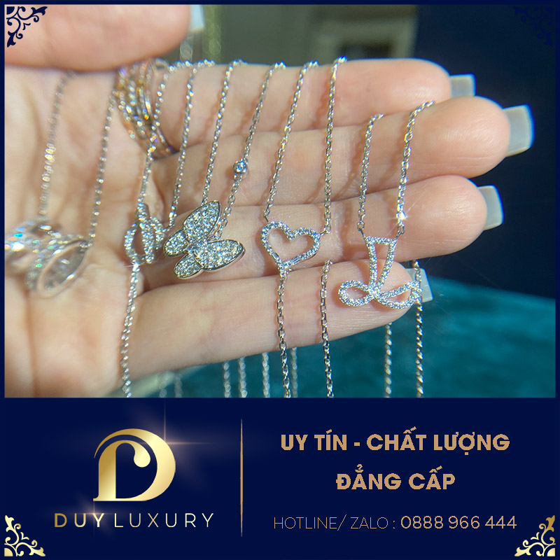 Dây Chuyền Nữ Vàng Trắng 10k 14k 18k Kim Cương Moissanite