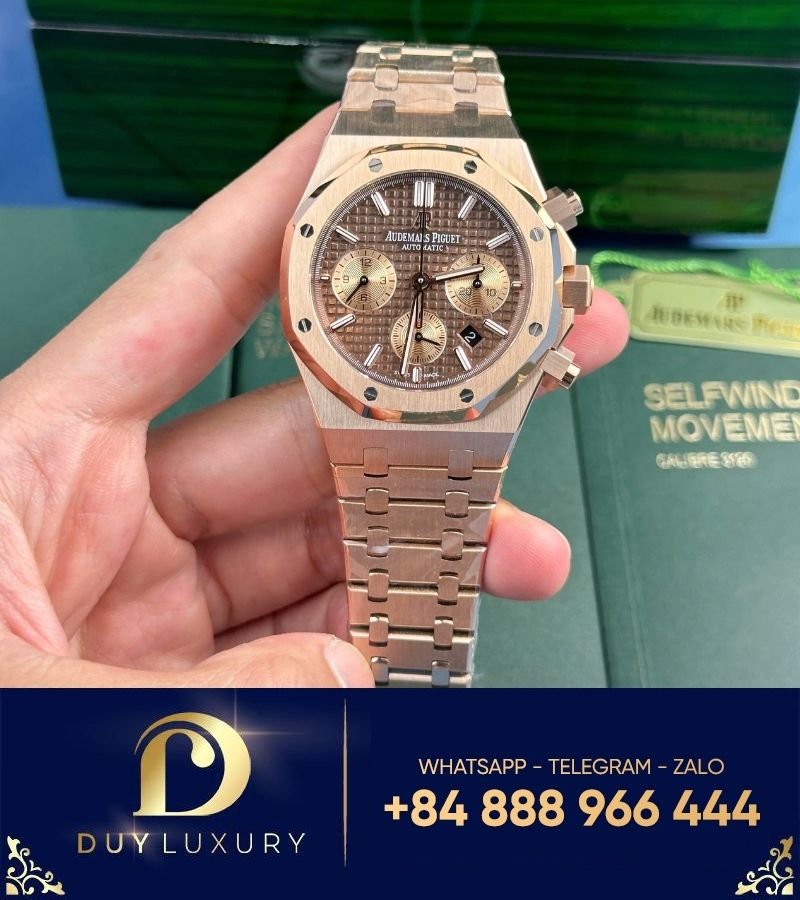 Đồng hồ Audemars Piguet Royal Oak Chronograph 26331 mặt chocolate vàng hồng fake