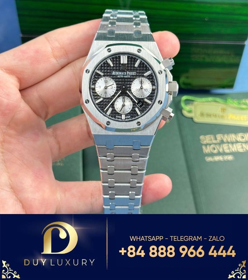 Đồng hồ Audemars Piguet Royal Oak chronograph mặt đen dây thép fake