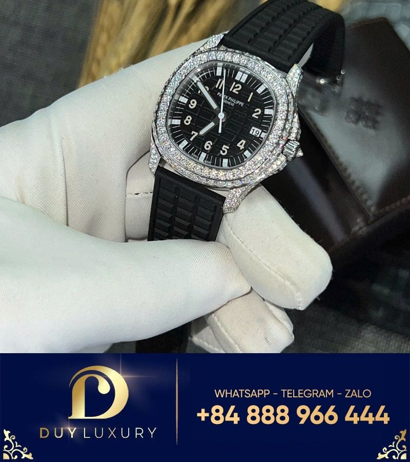 Đồng hồ Patek Philippe 5067 mặt đen PPF for lady độ full Moissanite chế tác Hongkong