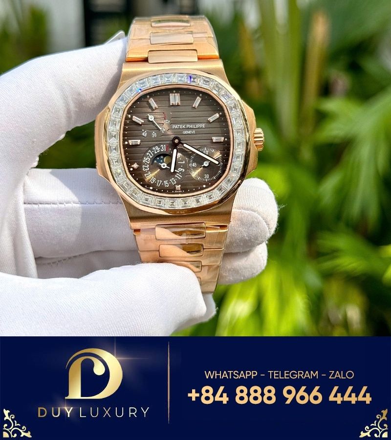 Đồng hồ Patek Philippe 5712r độ viền moissanite baguette