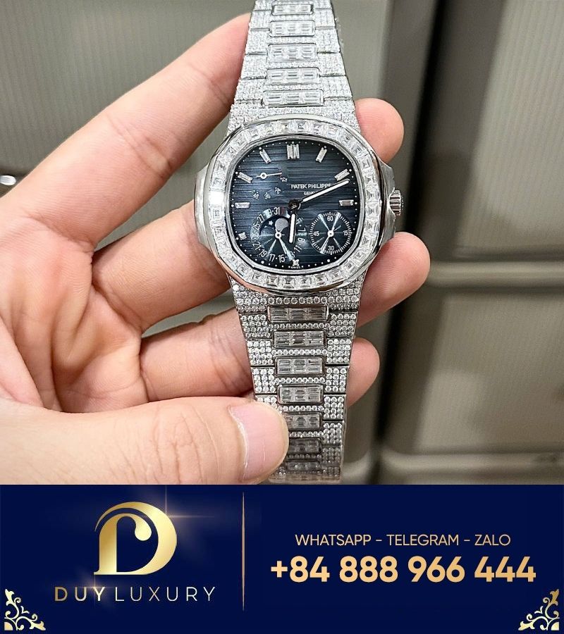 Đồng hồ Patek Philippe nautilus 5712 custom full moissanite