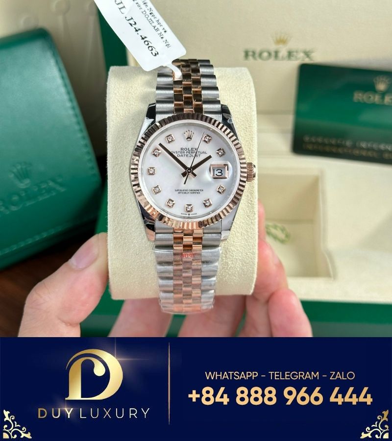 Đồng hồ Rolex Datejust 126331 36mm bọc vàng 18k mặt khảm trai