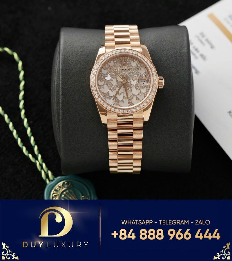 Đồng hồ Rolex Datejust 278285RBR chế tác vàng hồng nguyên khối kim cương thiên nhiên