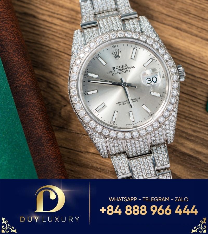 Đồng hồ Rolex Datejust 41mm 126334 Full moissanite replica