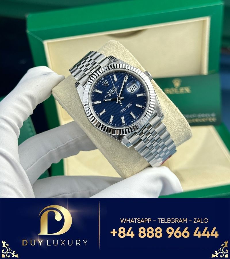 Đồng hồ Rolex Datejust mặt xanh dương vân nếp gấp nhà máy vs 41mm cal 3235