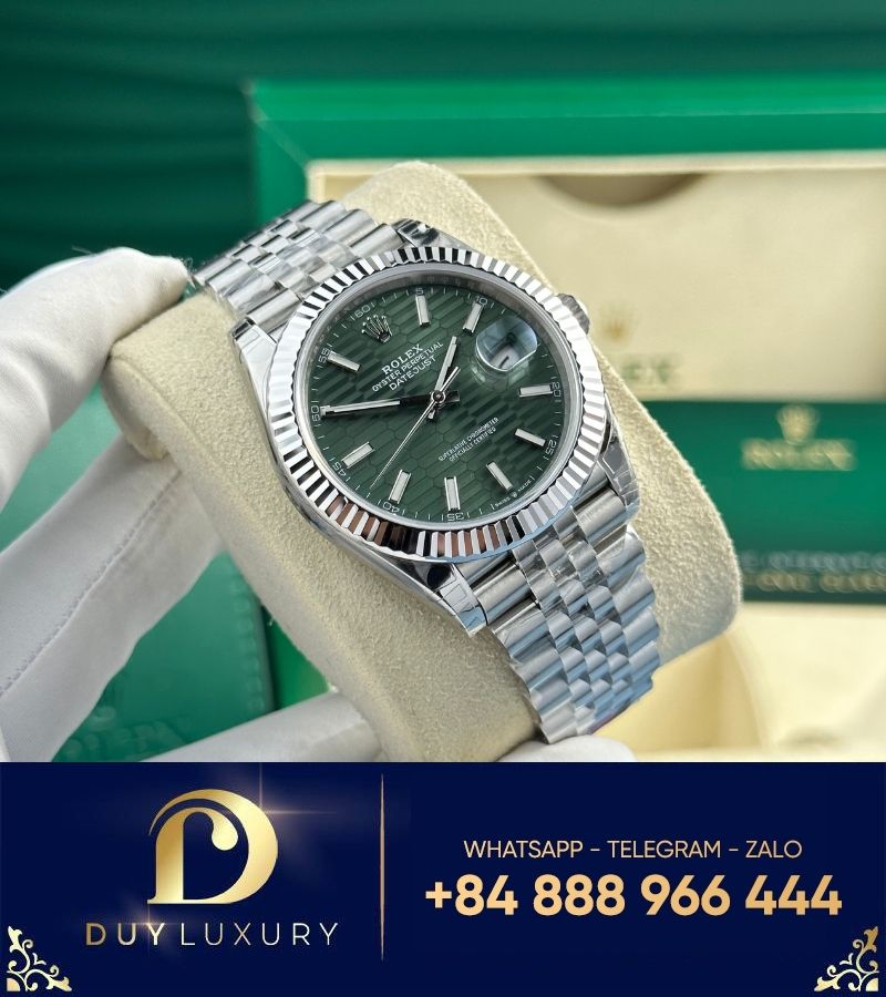 Đồng hồ Rolex Datejust mặt xanh green vân nếp gấp nhà máy vs 41