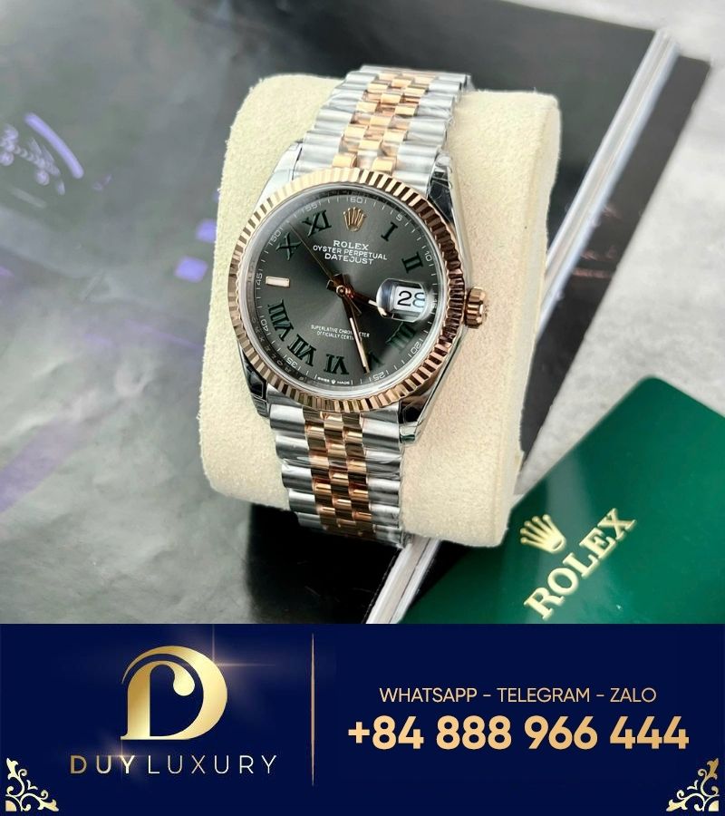 Đồng hồ Rolex Datejust wimbledon demi rose gold 36 126231 vs factory