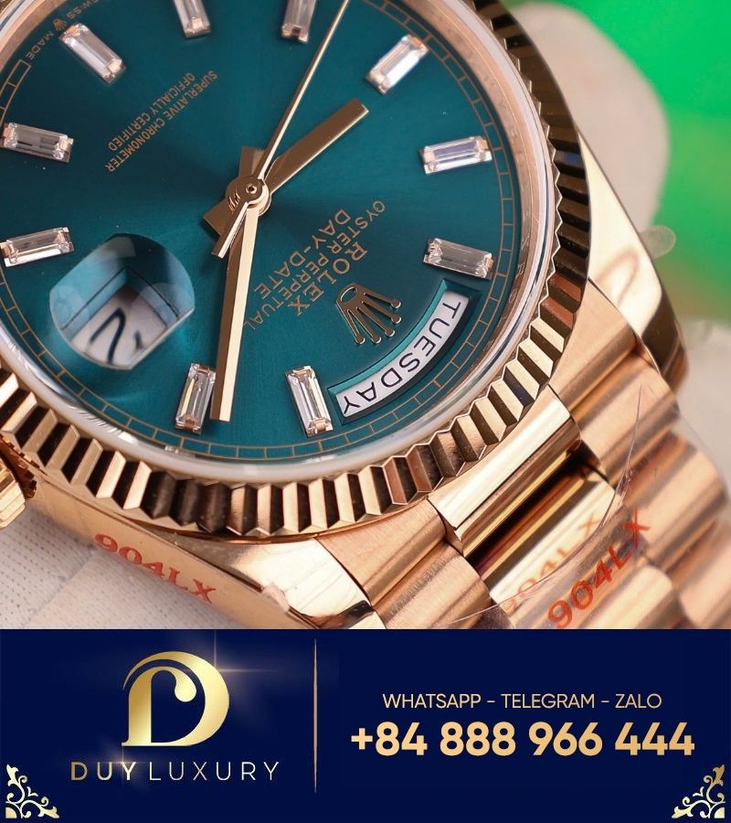 Đồng hồ Rolex Day-Date 36mm 128235 vàng hồng mặt số lá cây nhiệt đới 158g fake