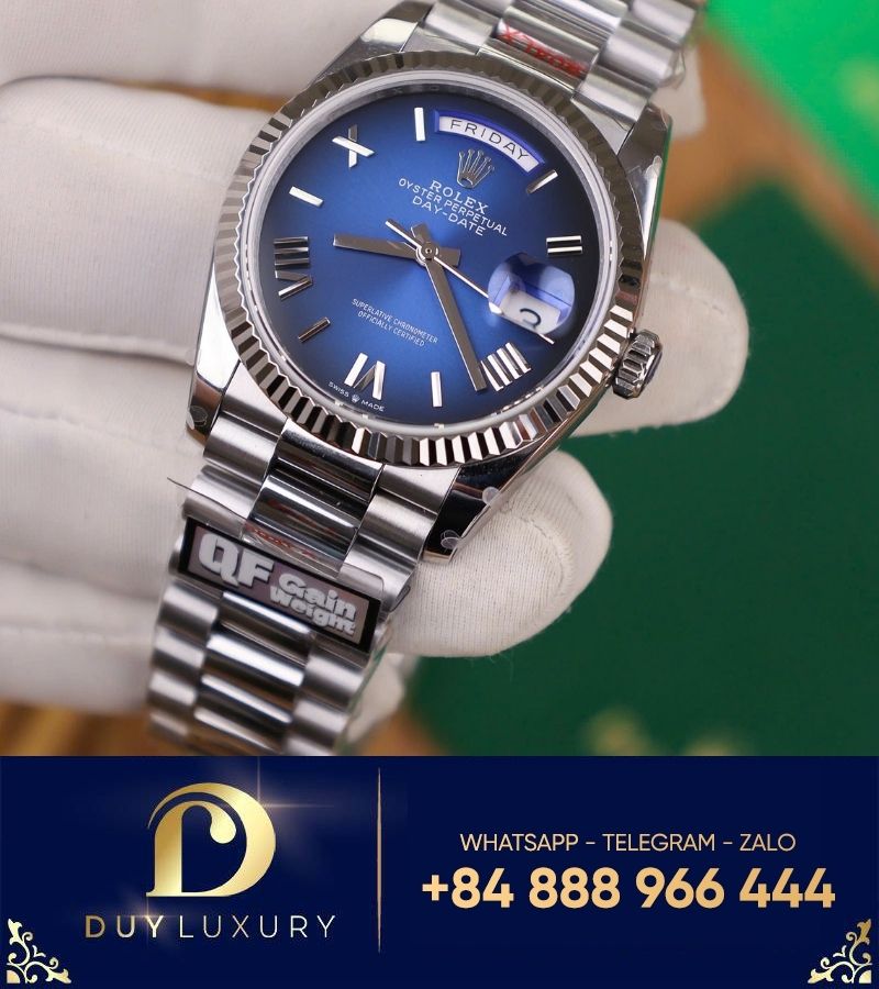 Đồng hồ Rolex Day-Date White Gold 128239 blue dial qf factory 158g fake