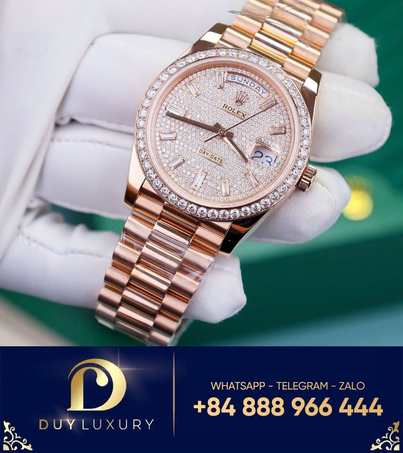 Đồng hồ Rolex Daydate bọc vàng độ moissanite 175g