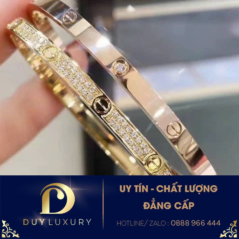 Lắc tay Cartier hàng nhập Hongkong vàng 18k, kim cương thiên nhiên