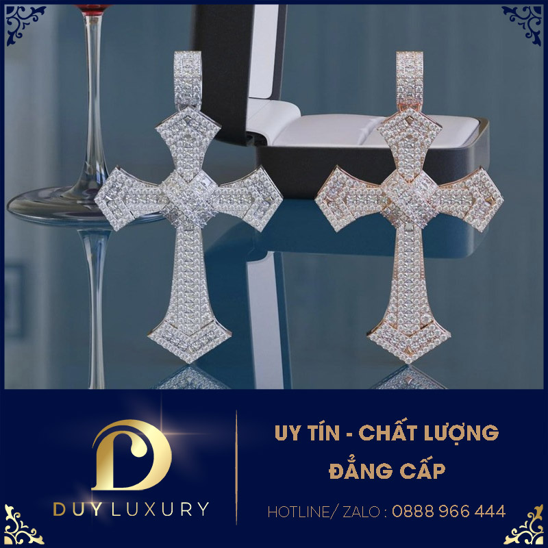 Mặt Dây Chuyền Nam Vàng 10k 14k 18k Kim Cương Moissanite 