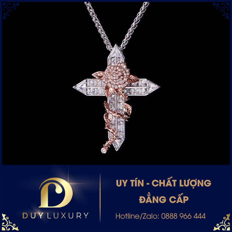 Mặt Dây Chuyền Vàng 10k 14k 18k Kim Cương Baguette DL0134