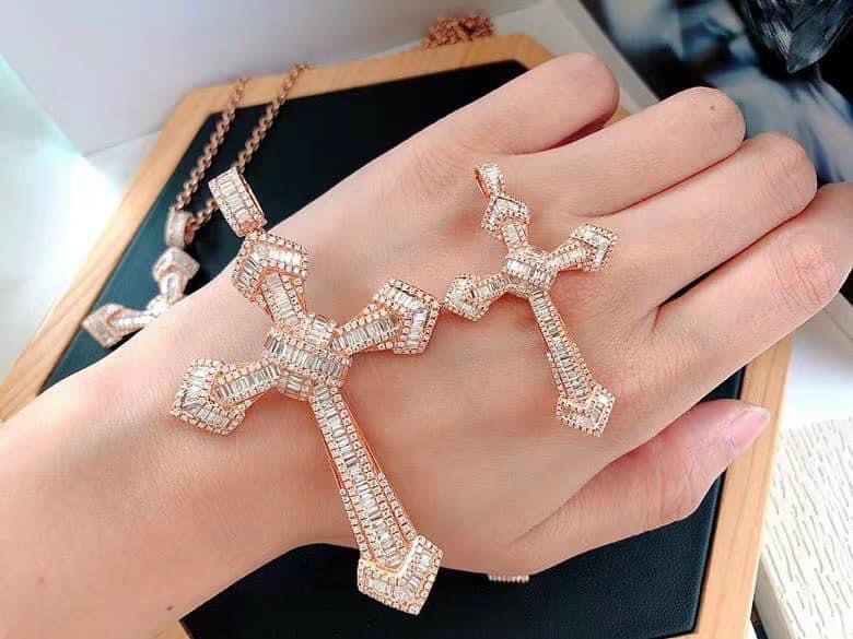 Mặt Dây Chuyền Vàng Hồng 10k 14k 18k Kim Cương Moissanite