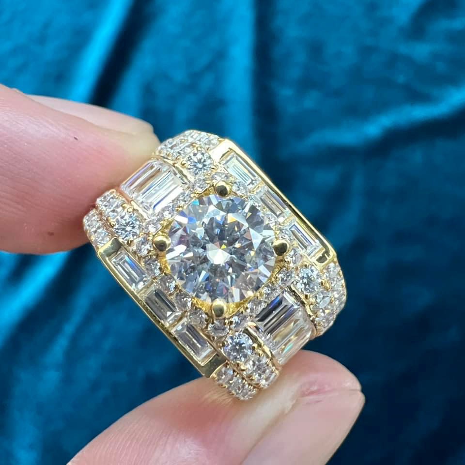 Nhẫn Nam Thiết Kế Vàng Gold 10k Kim Cương Moissanite 