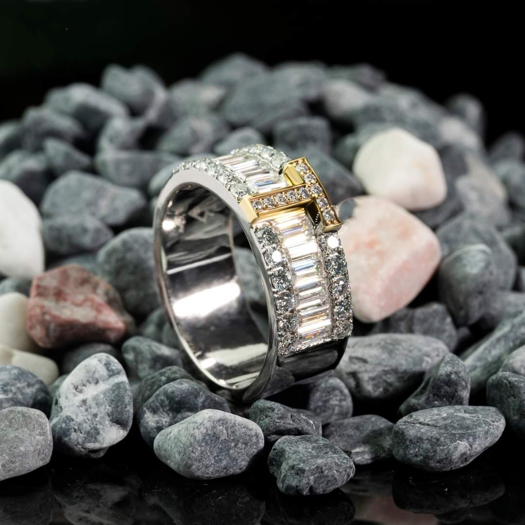 Nhẫn Nam Vàng 10k 14k 18k Kim Cương Moissanite