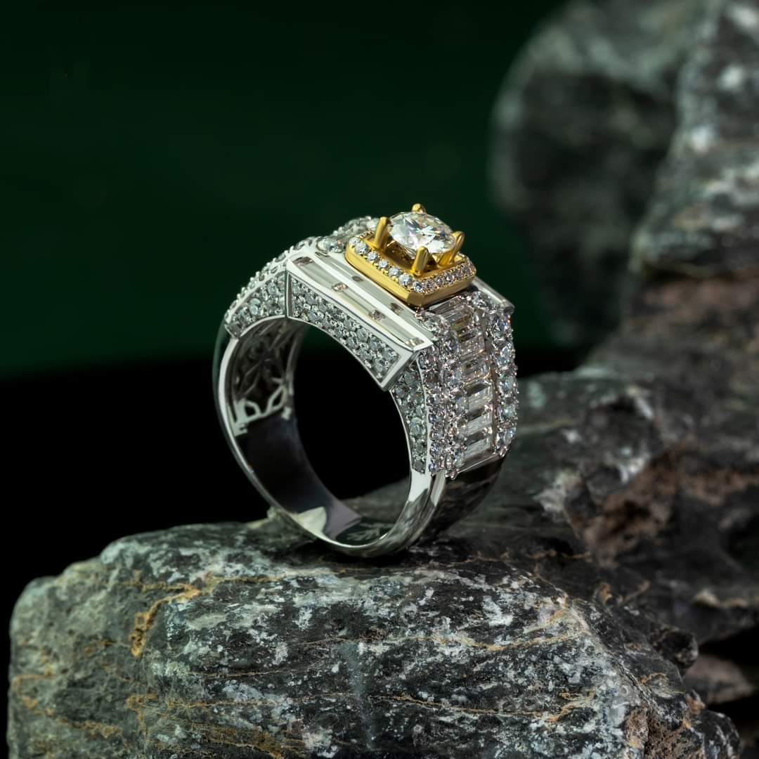 Nhẫn Nam Vàng 10k 14k 18k Kim Cương Moissanite