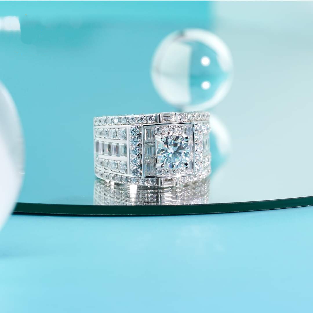 Nhẫn Nam Vàng 10k 14k 18k Kim Cương Moissanite