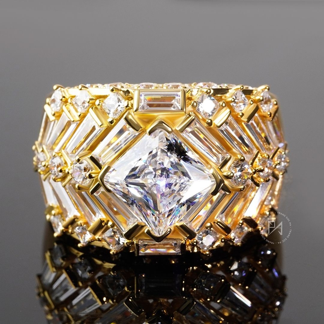 Nhẫn Nam Vàng 10k 14k 18k Kim Cương Moissanite