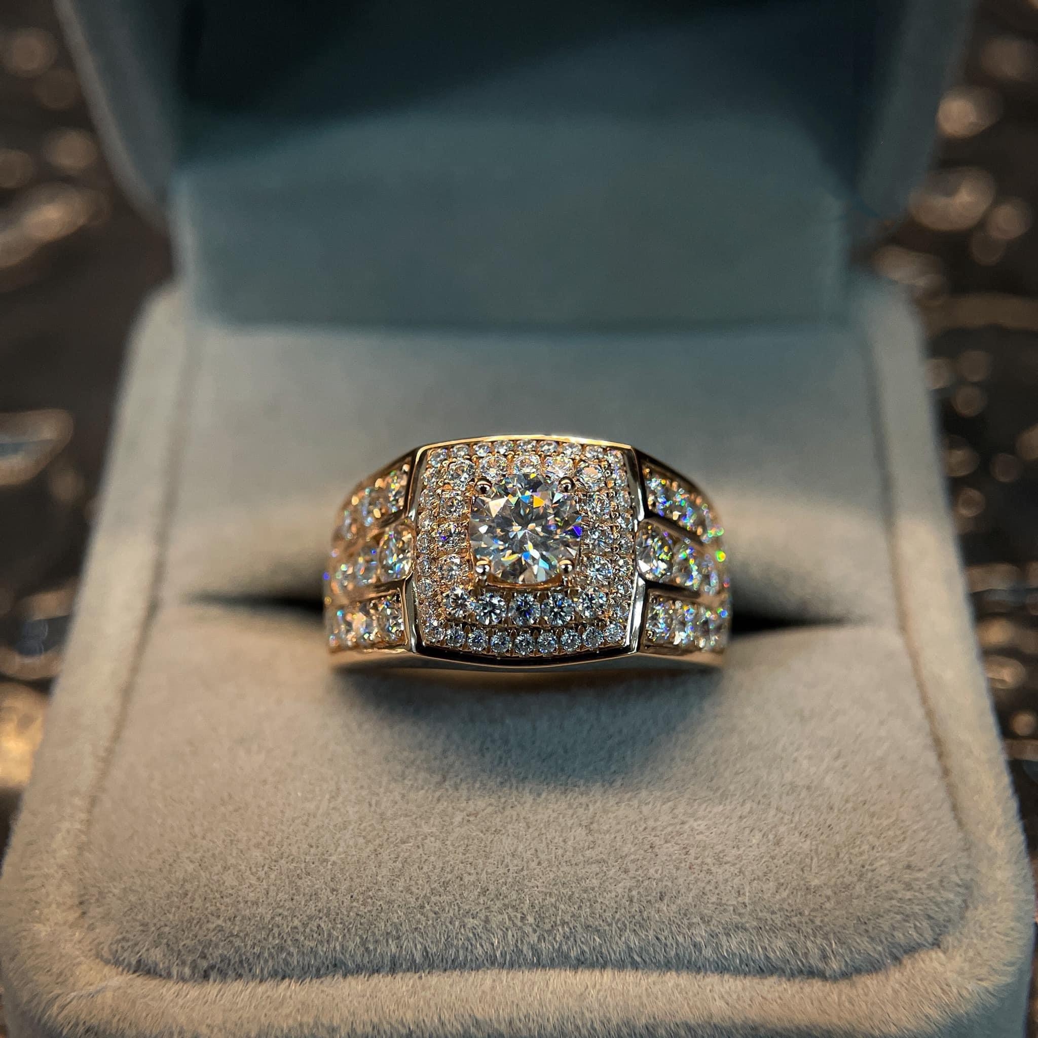 Nhẫn Nam Vàng 10k 14k 18k Kim Cương Moissanite