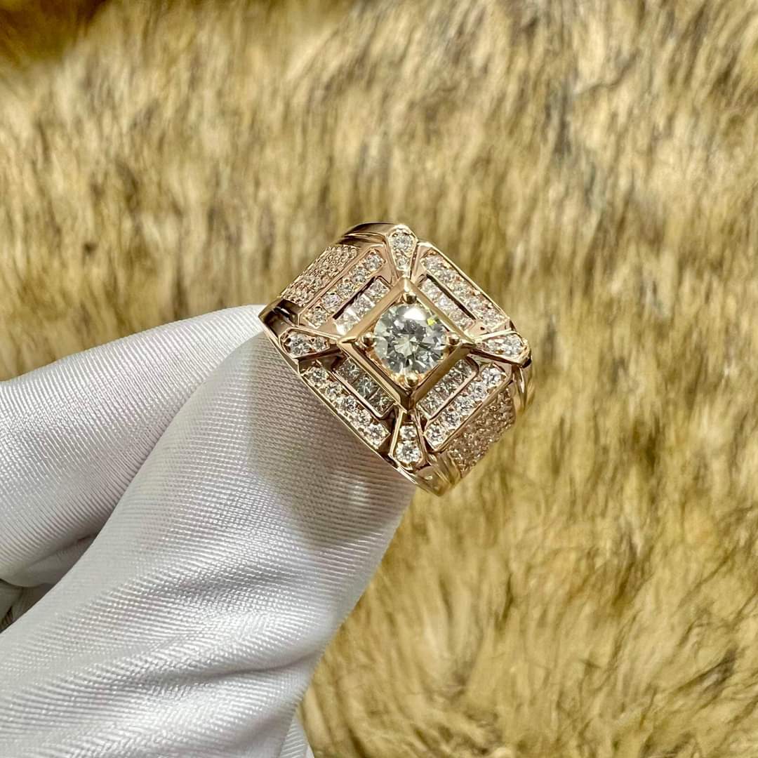 Nhẫn Nam Vàng 10k 14k 18k Kim Cương Moissanite