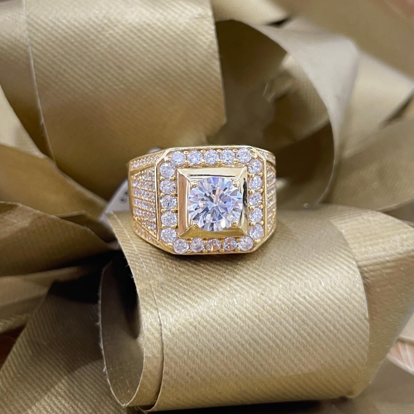 Nhẫn Nam Vàng 10k 14k 18k Kim Cương Moissanite