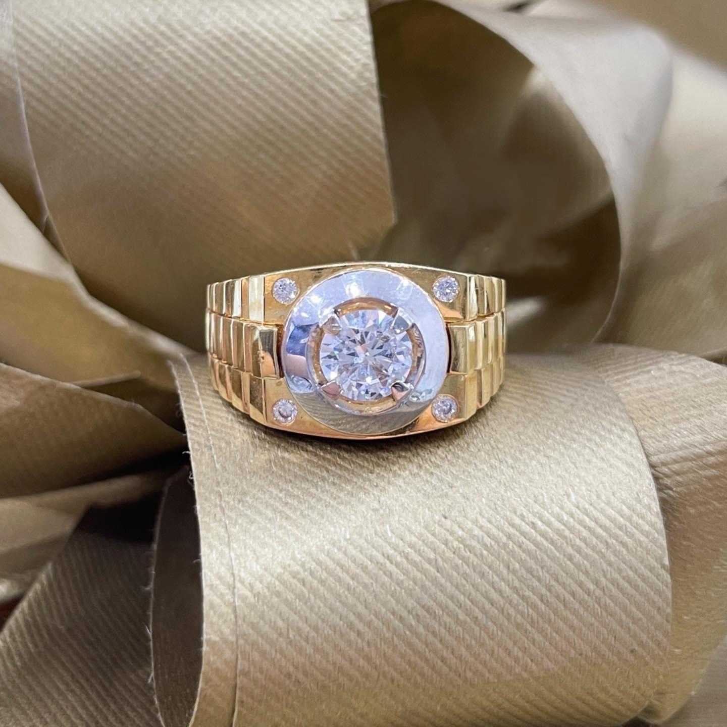 Nhẫn Nam Vàng 10k 14k 18k Kim Cương Moissanite