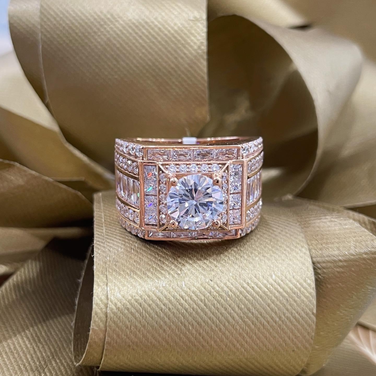 Nhẫn Nam Vàng 10k 14k 18k Kim Cương Moissanite