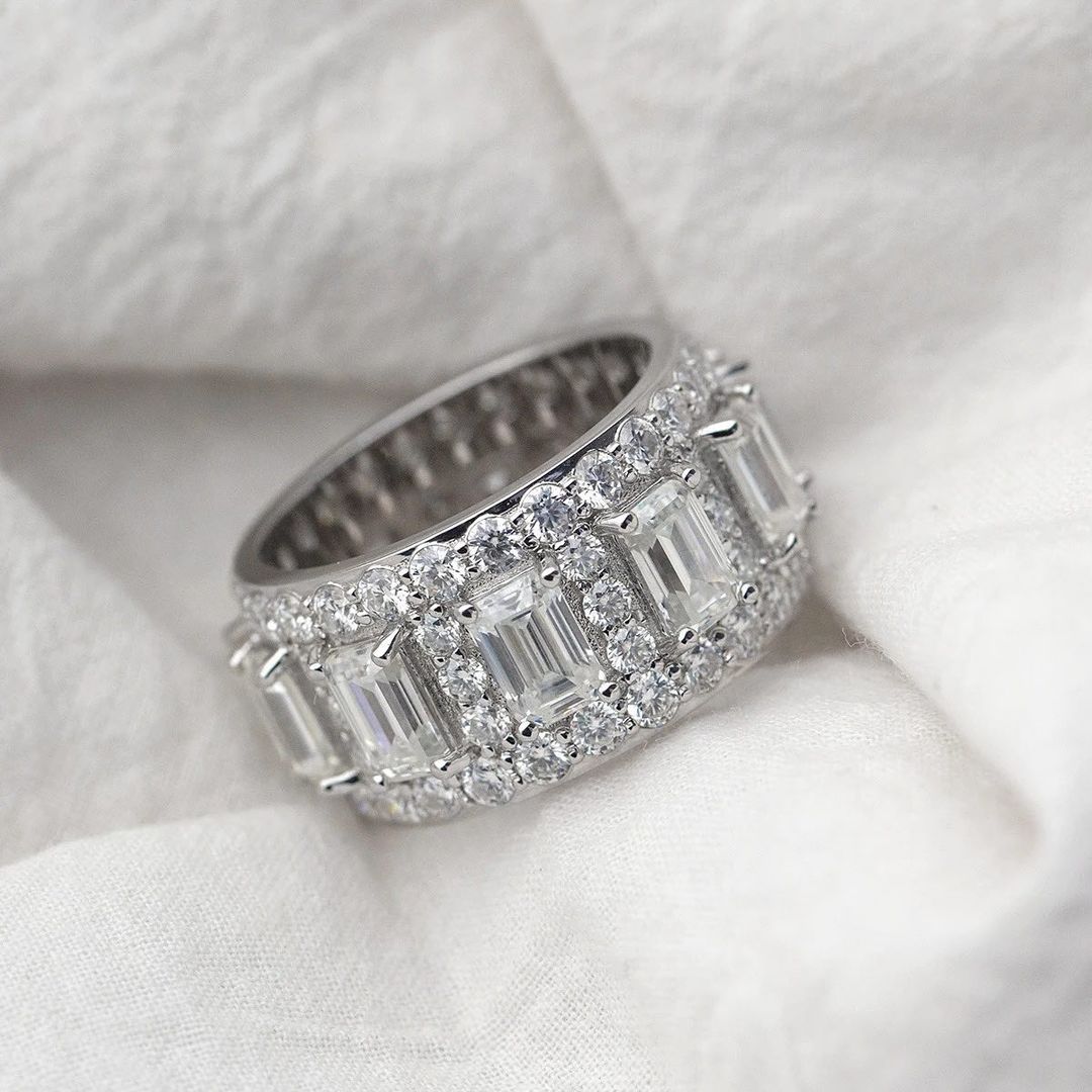 Nhẫn Nam Vàng 10k 14k 18k Kim Cương Moissanite