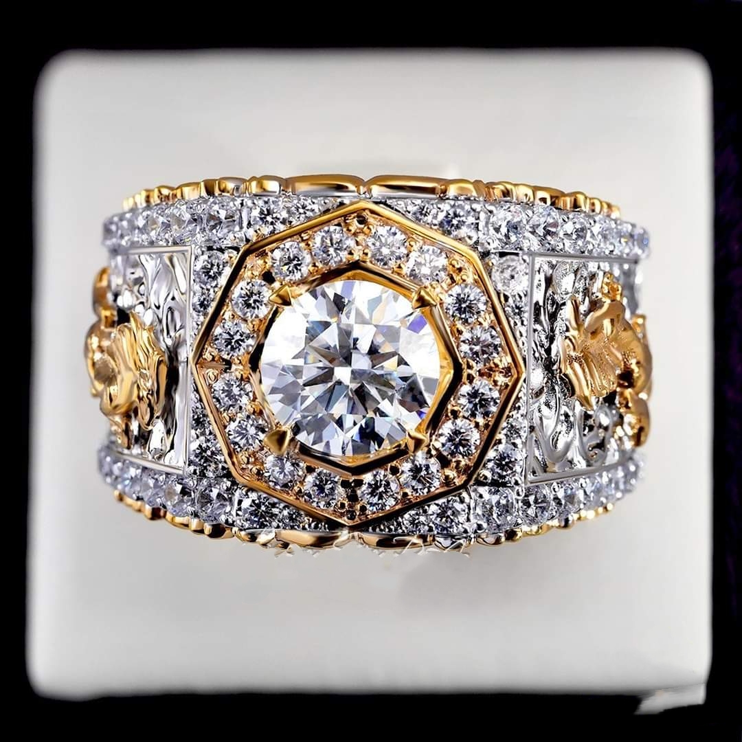 Nhẫn Nam Vàng 10k 14k 18k Kim Cương Moissanite