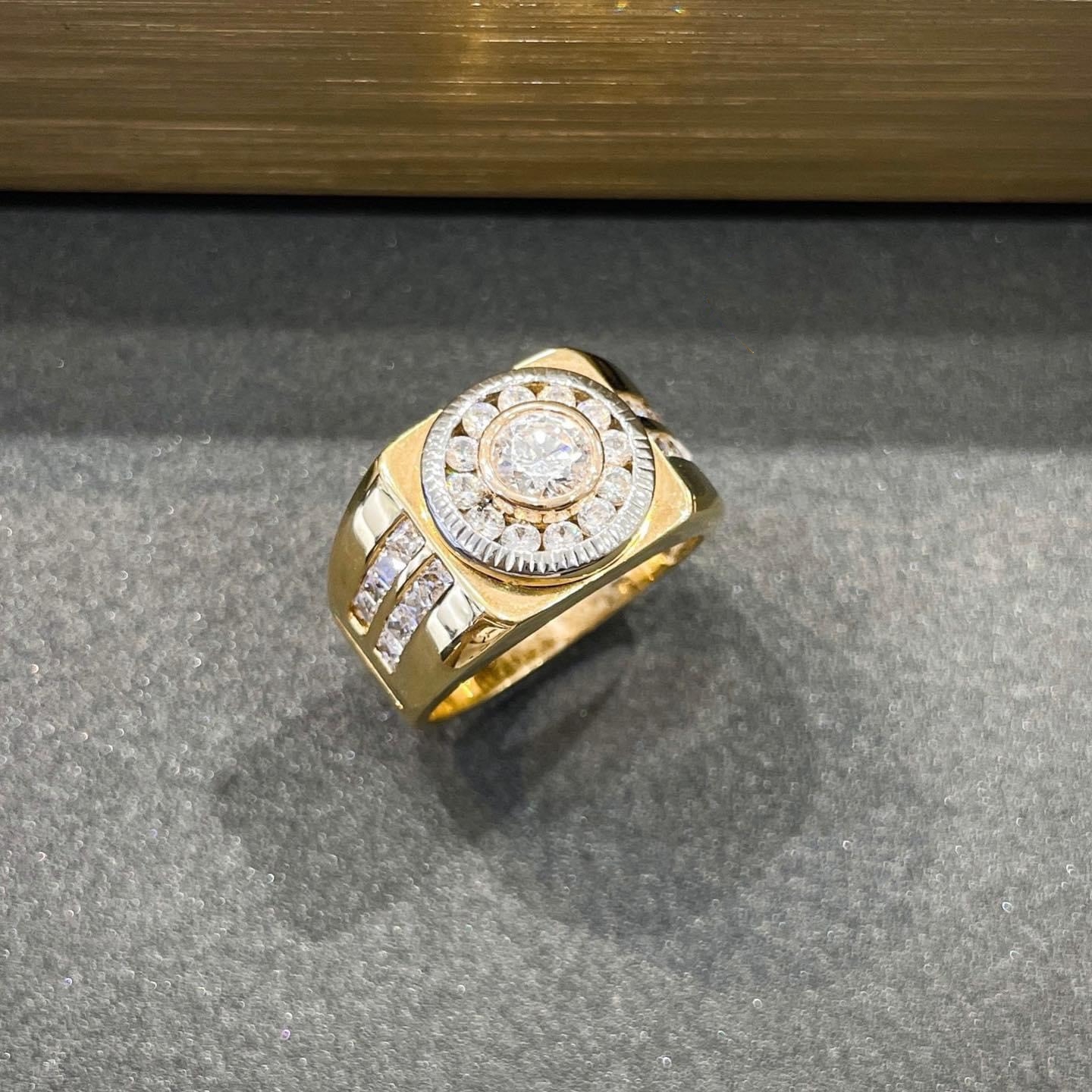 Nhẫn nam vàng 10k 14k 18k kim cương moissanite 