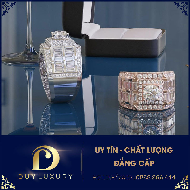 Nhẫn Nam Vàng 10k 14k 18k Kim Cương Moissanite 