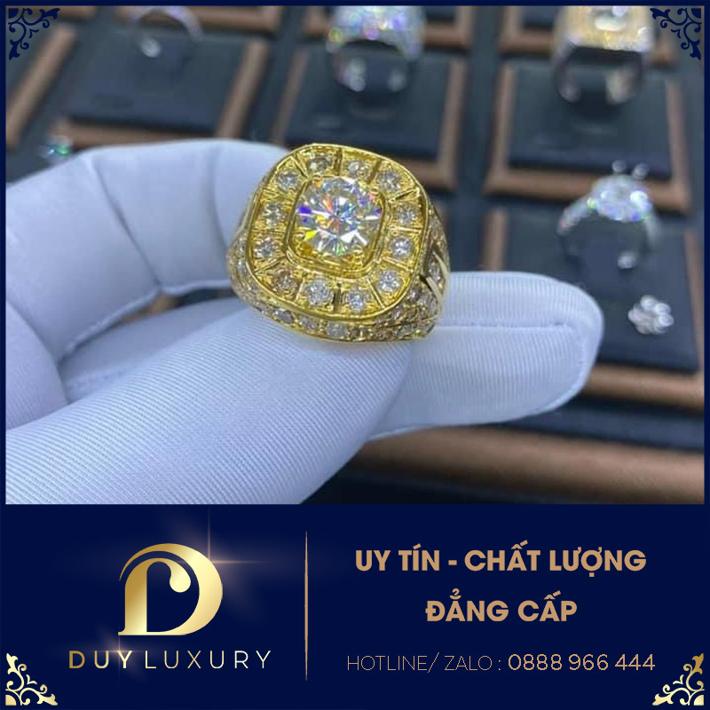 Nhẫn Nam Vàng 10k 14k 18k Kim Cương Moissanite 