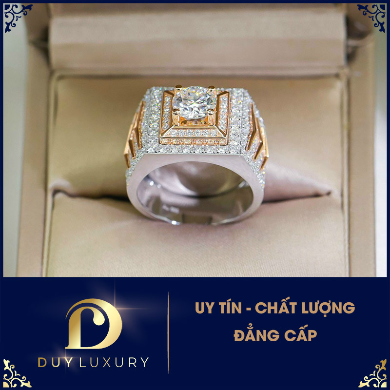 Nhẫn Nam Vàng 10k 14k 18k Kim Cương Moissanite 