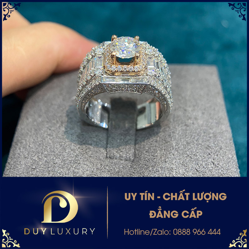 Nhẫn Nam Vàng 10k 14k 18k Kim Cương Moissanite Dl0139