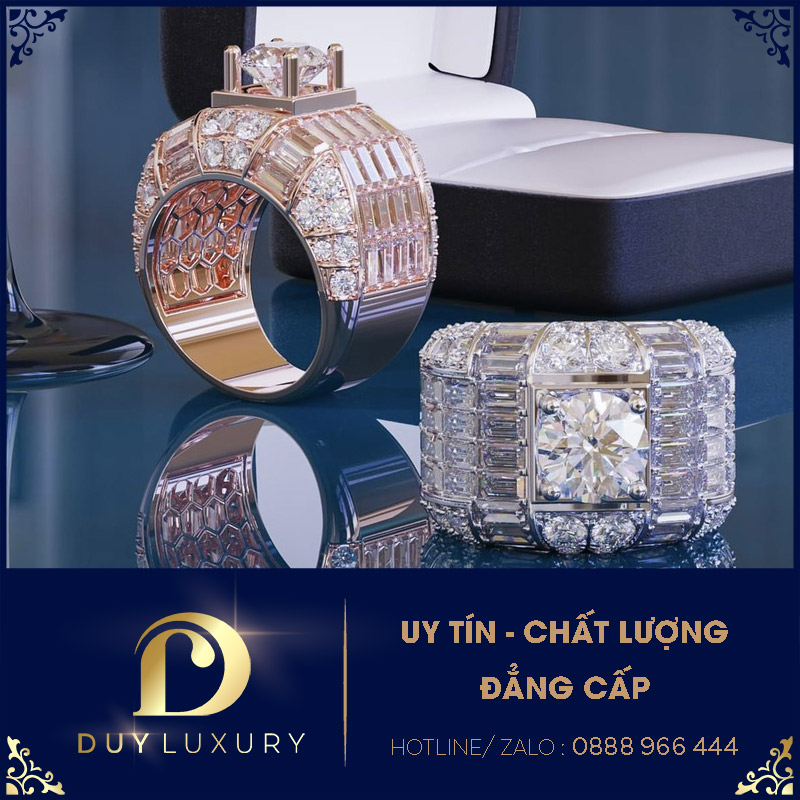 Nhẫn Nam Vàng 10k 14k 18k Kim Cương Moissanite