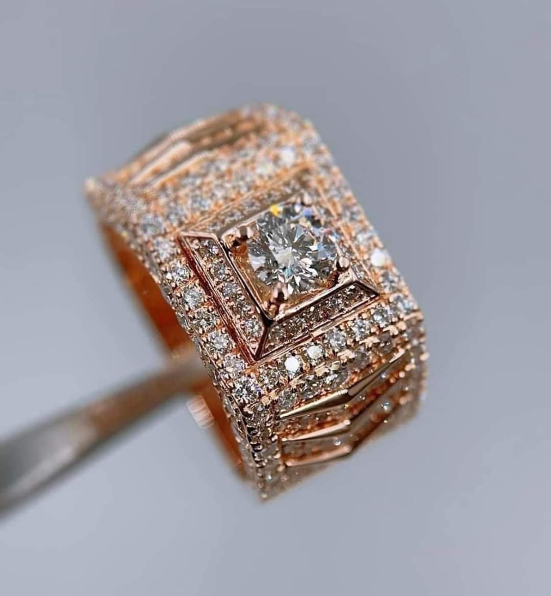 Nhẫn Nam Vàng Hồng 10k 14k 18k Kim Cương Moissanite