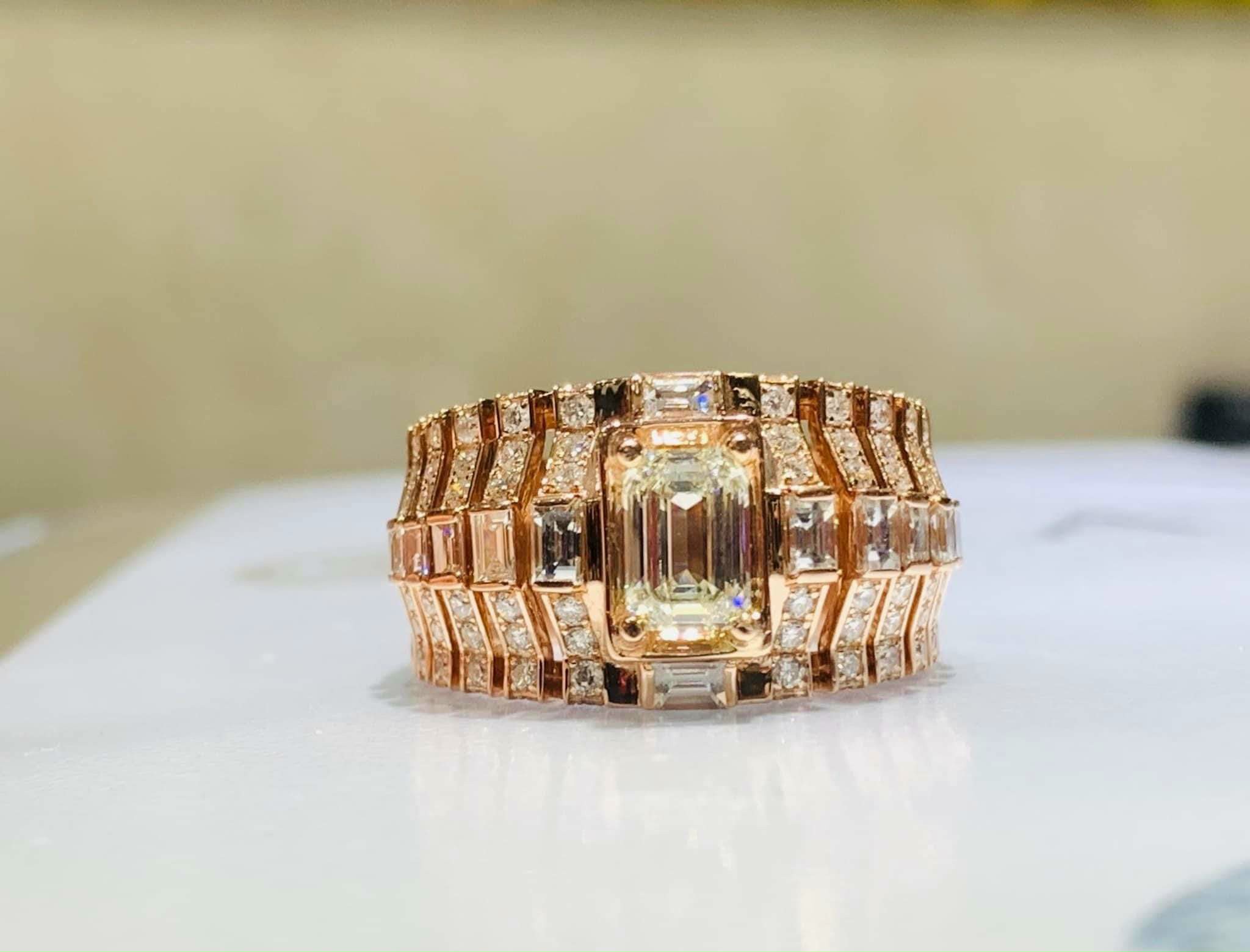 Nhẫn Nam Vàng Hồng 10k 14k 18k Kim Cương Moissanite