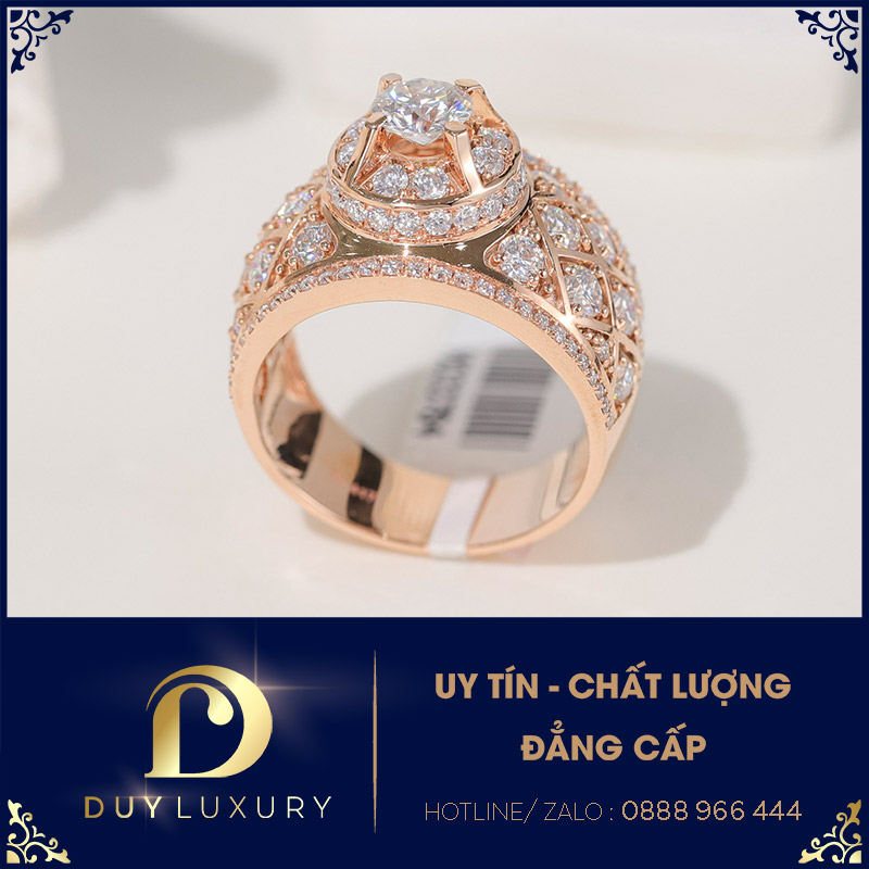 Nhẫn Nam Vàng Hồng 10k 14k 18k Kim Cương Moissanite 