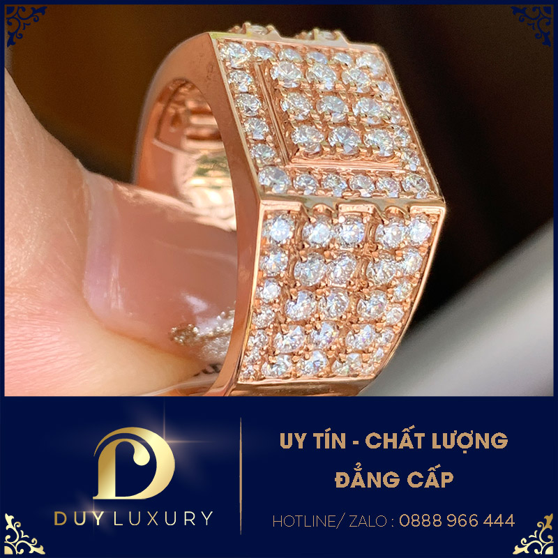 Nhẫn Nam Vàng Hồng 10k 14k 18k Kim Cương Moissanite