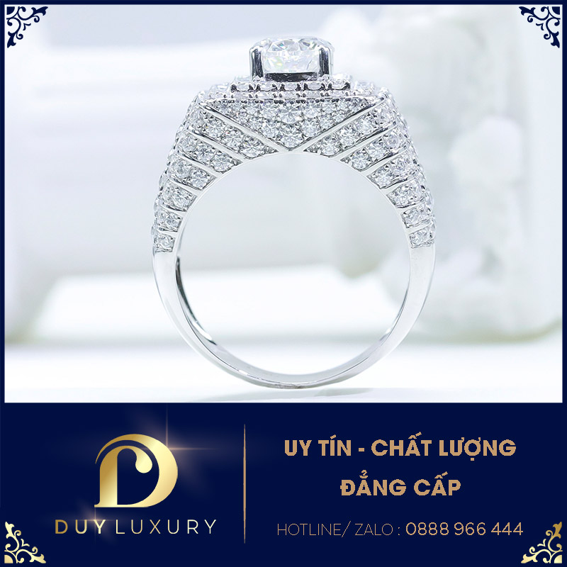 Nhẫn nam vàng trắng 10k,14k,18k kim cương moissanite