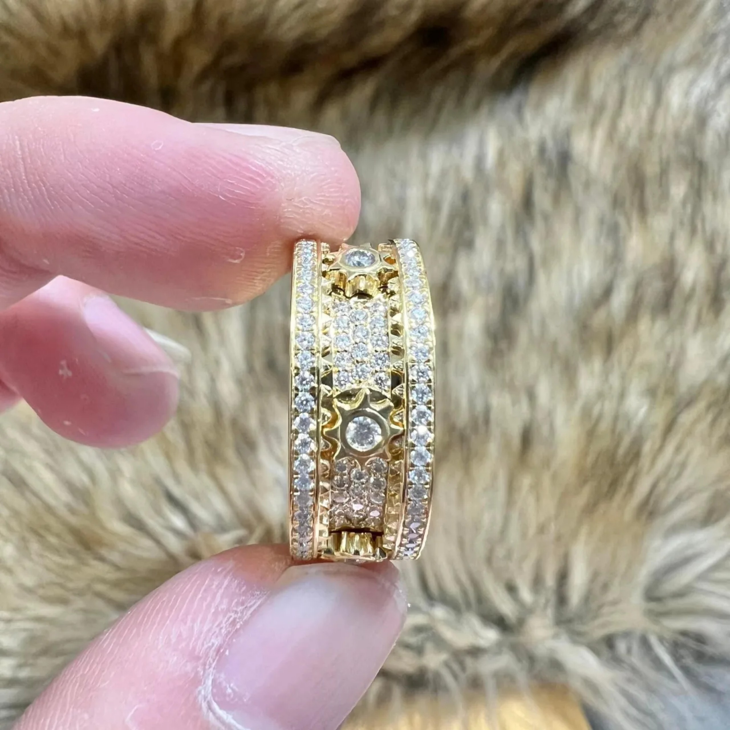 Nhẫn Nam Xoay Vàng Gold 10k 14k 18k Kim Cương Moissanite