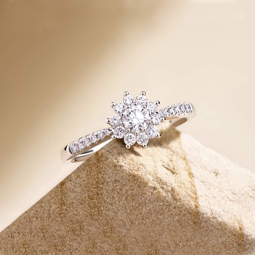 Nhẫn Nữ Vàng 10k 14k 18k Kim Cương Moissanite