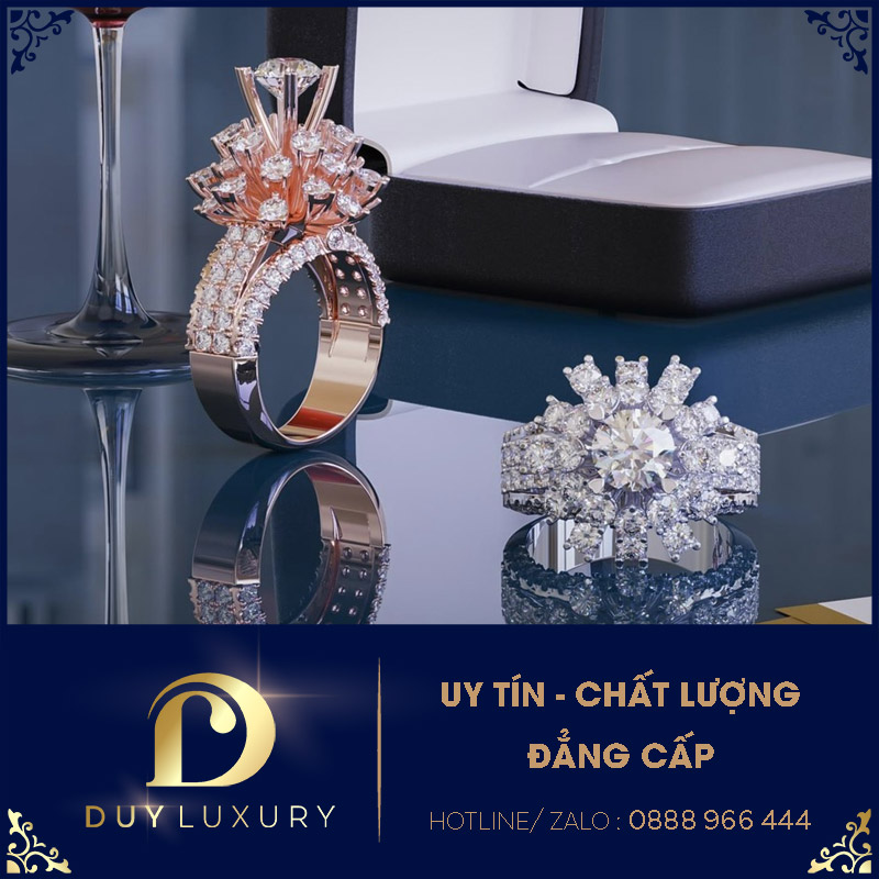 Nhẫn Nữ Vàng 10k 14k 18k Kim Cương Moissanite 