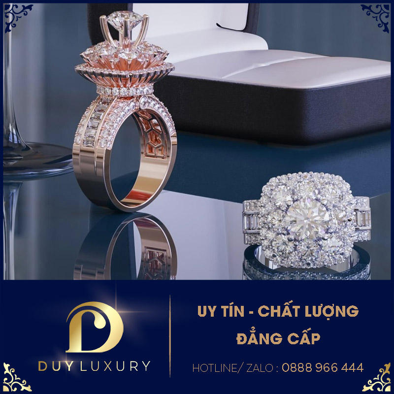 Nhẫn Nữ Vàng Hồng 10k 14k 18k Kim Cương Moissanite