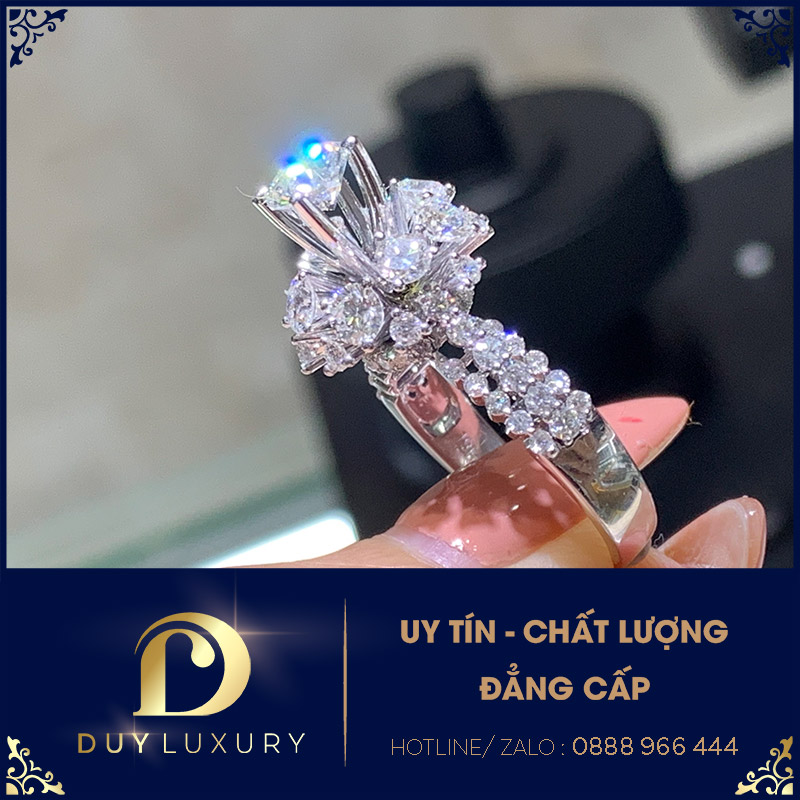 Nhẫn Nữ Vàng Trắng 10k 14k 18k Kim Cương Moissanite DL0011