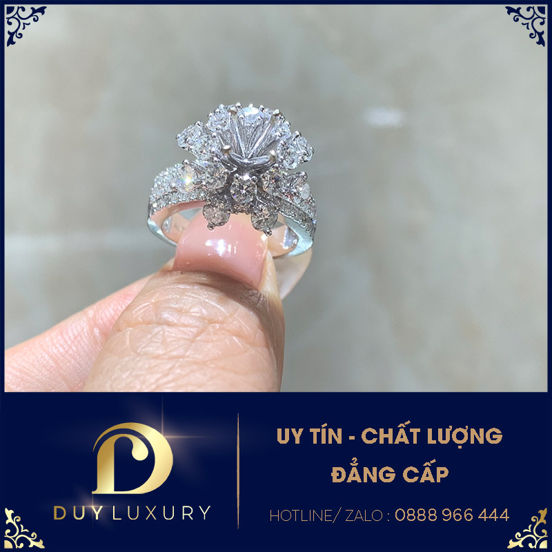 Nhẫn Nữ Vàng Trắng 10k 14k 18k Kim Cương Moissanite